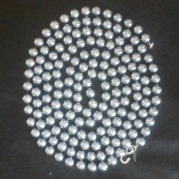 Kenneth J Lane Necklace Metallic Steel Dark Grey Pearl Beaded - Picture 3 of 6